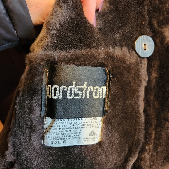 SAWYER OF NAPA VINTAGE BROWN LEATHER WOOL SHEARLING COAT JACKET SIZE 4 SIZE 6 - Picture 11 of 15